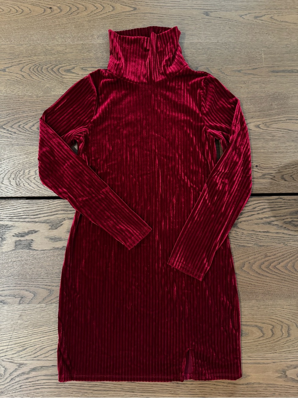 Kid’s Art Class Red Velvet Ribbed Turtleneck Dress